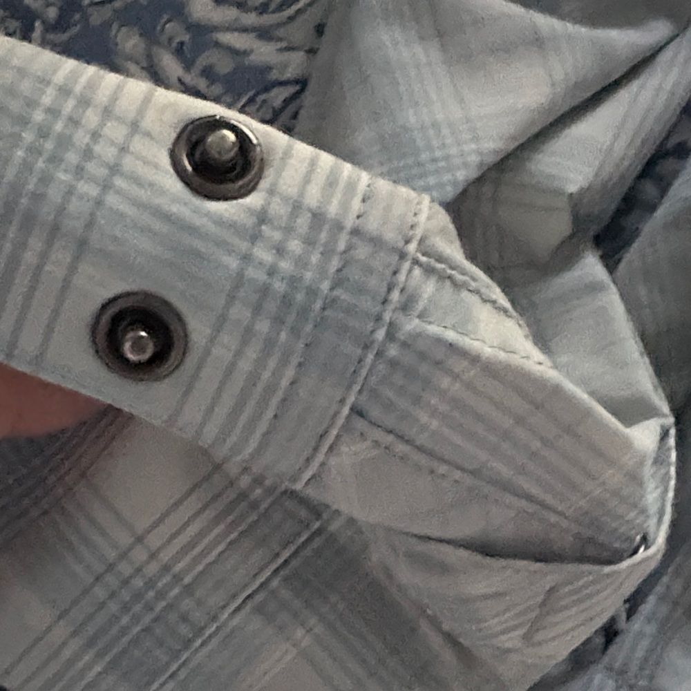 Orvis Pro Womens Blue Plaid Snap Down Shirt with Zippered Side Pockets Size L - Picture 8 of 13